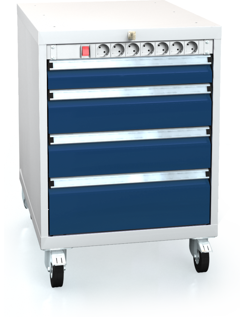 Mobile cabinet for workbenches 820 x 555 x 600 - 4x drawers-electro